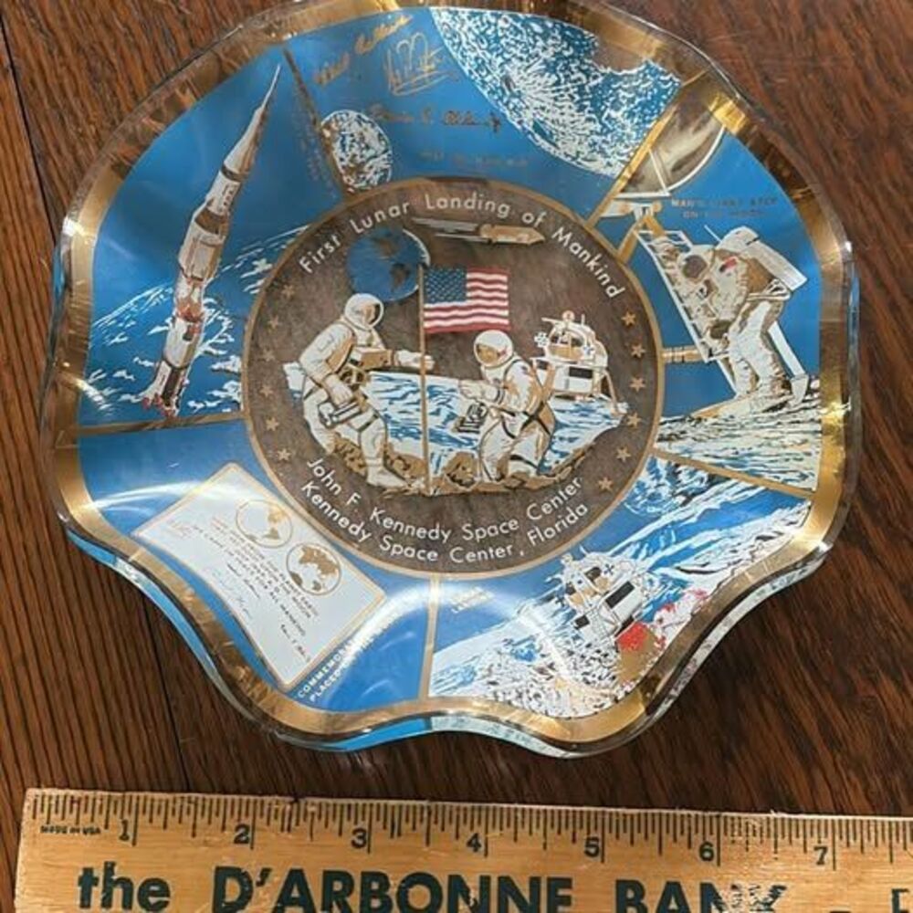 Vintage Apollo 11 Moon Landing Commemorative Glass Dish